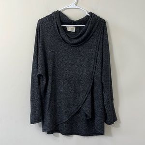 Anthropologie Saturday Sunday Cowl Neck Overlay Long Sleeve Relaxed Fit Sweater